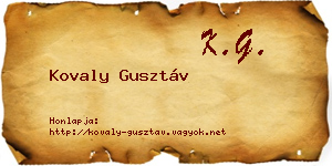 Kovaly Gusztáv névjegykártya